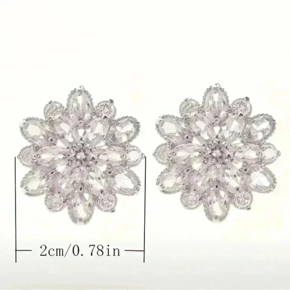 Elegant Silver Floral Crystal Earrings - Picture 3 of 4
